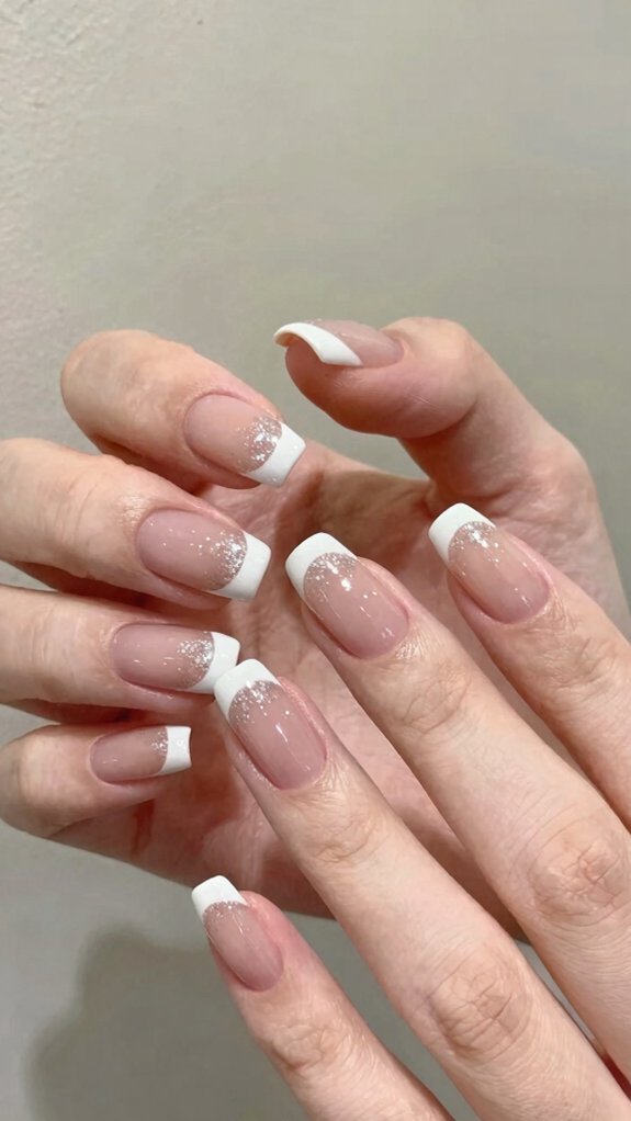 13 French Nail Designs That Feel Fresh and Modern 6 thin edge glitter french tips