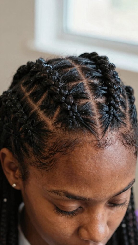Braided Cornrow Hairstyles With Elegant Parting Designs 3 triangle panel cornrow precision