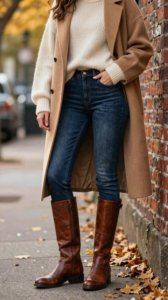 Jeans Outfit Ideas With Boots You’ll Wear All Fall Long 3 tucked skinny jeans boots