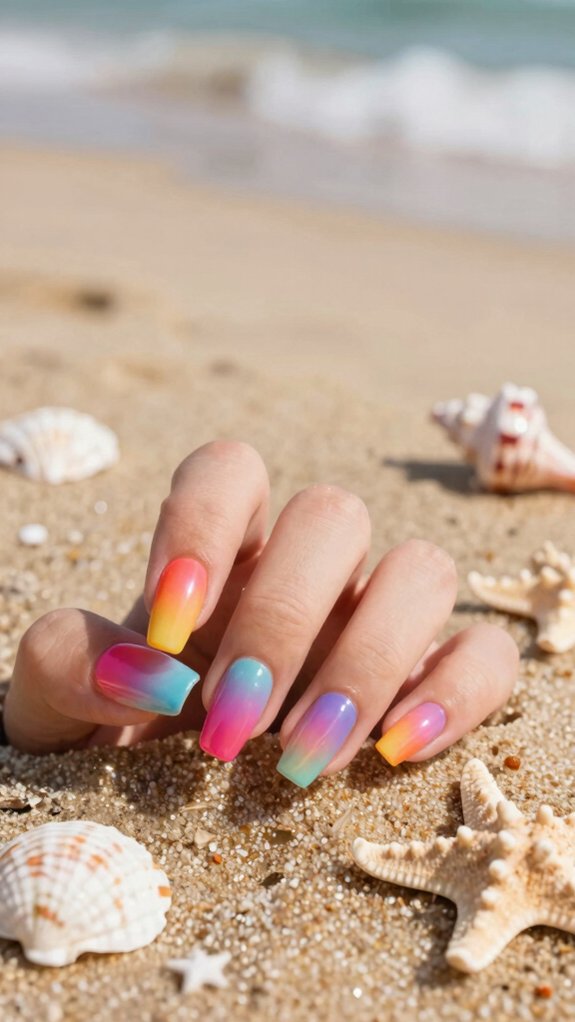 Summer Acrylic Nails That Instantly Brighten Your Look 10 turquoise glossy beach acrylics