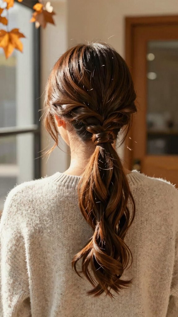Quick Braided Hairstyles for Busy Fall Mornings 6 twisted ponytail with bobby pins