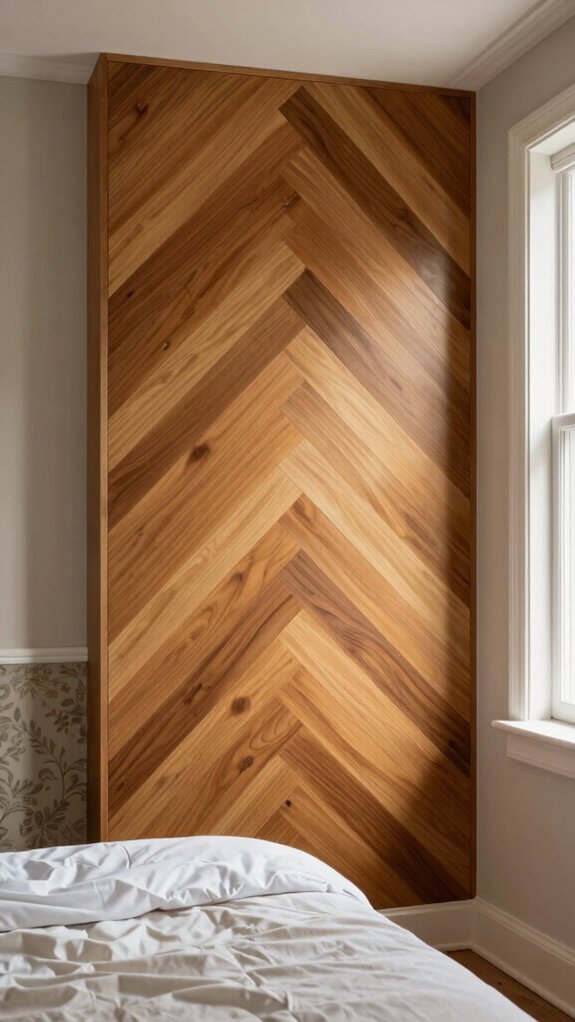 19 Accent Wall Bedroom Ideas Using Paint, Wood, and Wallpaper 8 v zigzag herringbone accent wall