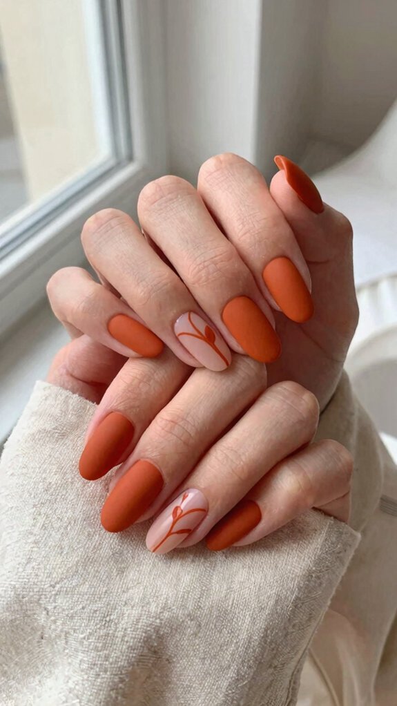 13 Orange Nail Designs That Feel Fresh Beyond Fall 8 velvety burnt orange pumpkin matte