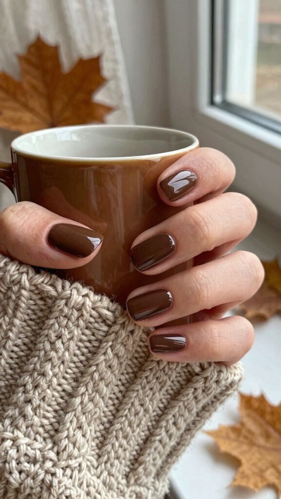 Short Fall Nail Designs That Feel Cozy, Chic, and Easy to Wear 3 velvety matte espresso brown nails