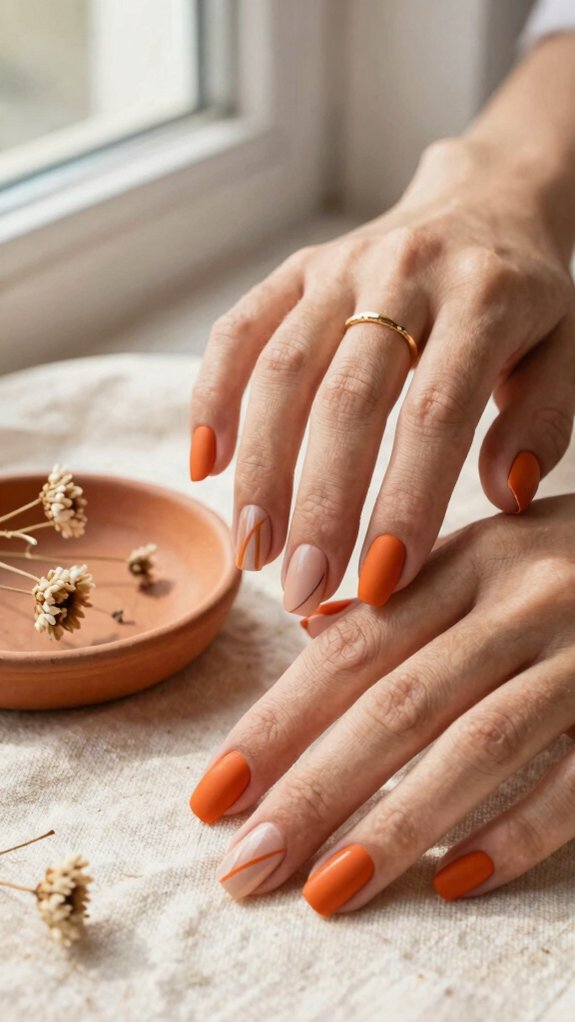 Orange Nail Designs That Add the Perfect Pop of Color 6 velvety matte orange fall nails