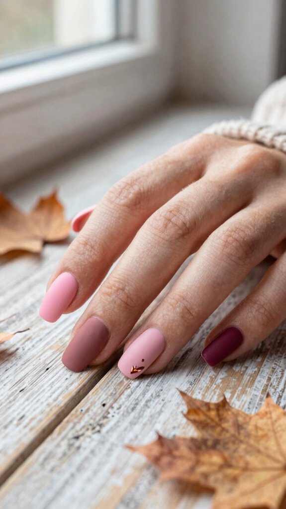 Pink Nail Designs for Fall That Go Beyond Classic Pastels 7 velvety matte pink fall nails