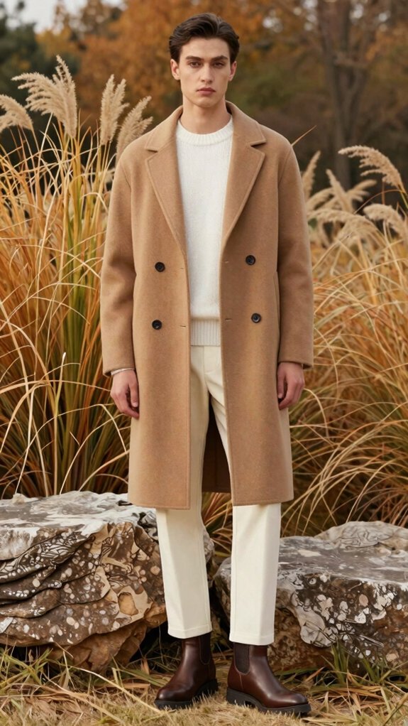 warm camel and optical white
