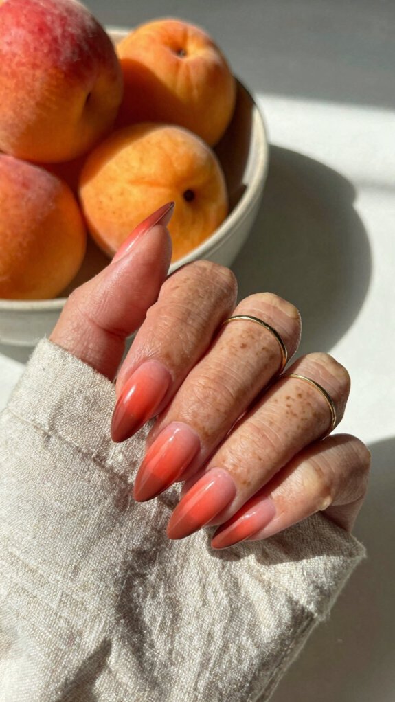 Summer Acrylic Nails That Transition Beautifully Into Fall 1 warm coral to terracotta nails