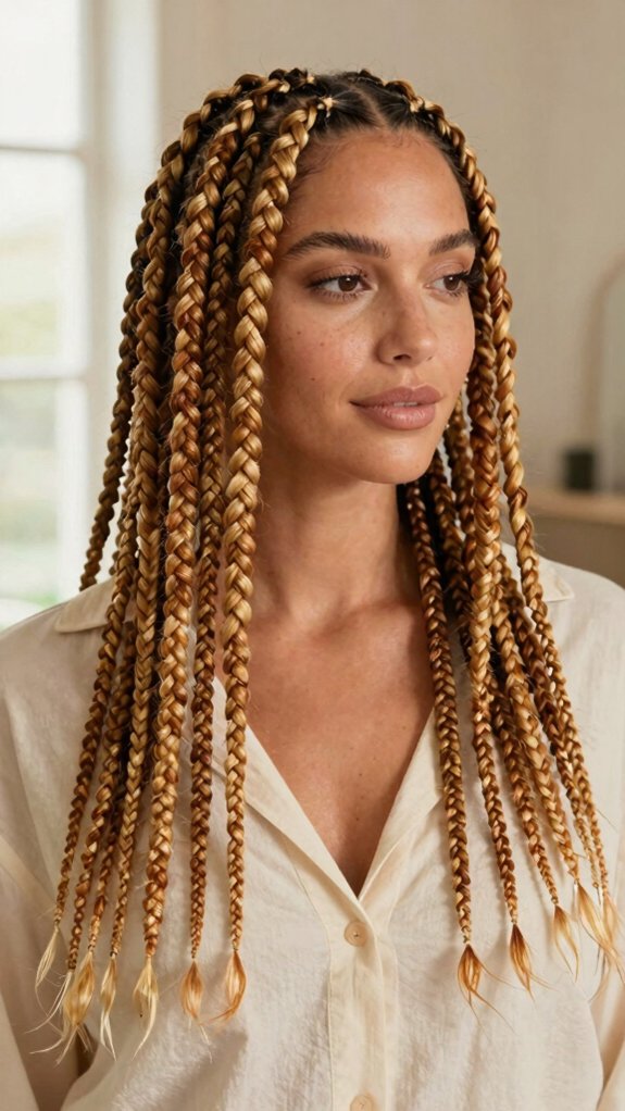 Box Braids Colors That Completely Transform Your Look 2 warm honey blonde braids