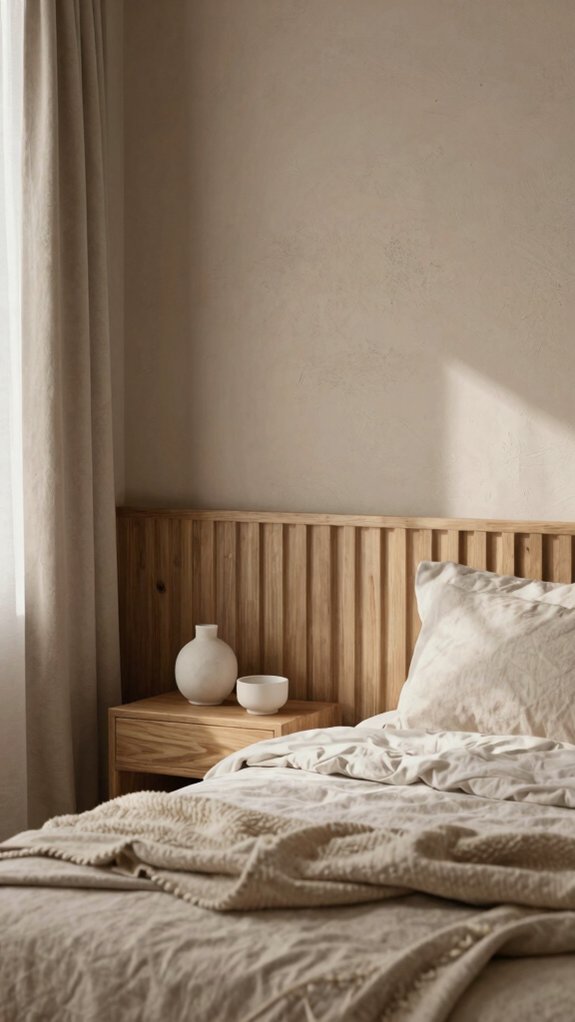 15 Modern Accent Wall Bedroom Ideas for a Cozy Retreat 13 warm japandi botanical calm