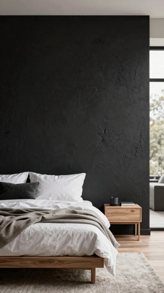 15 Modern Accent Wall Bedroom Ideas for a Cozy Retreat 4 warm minimal black accent wall