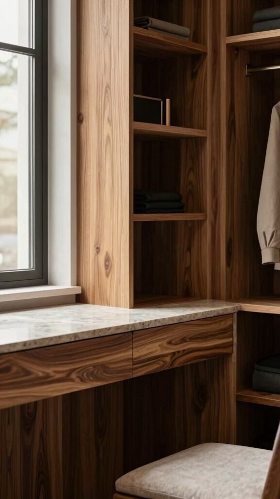 15 Modern Dressing Room Design Ideas for Every Home Size 14 warm oak and walnut mix