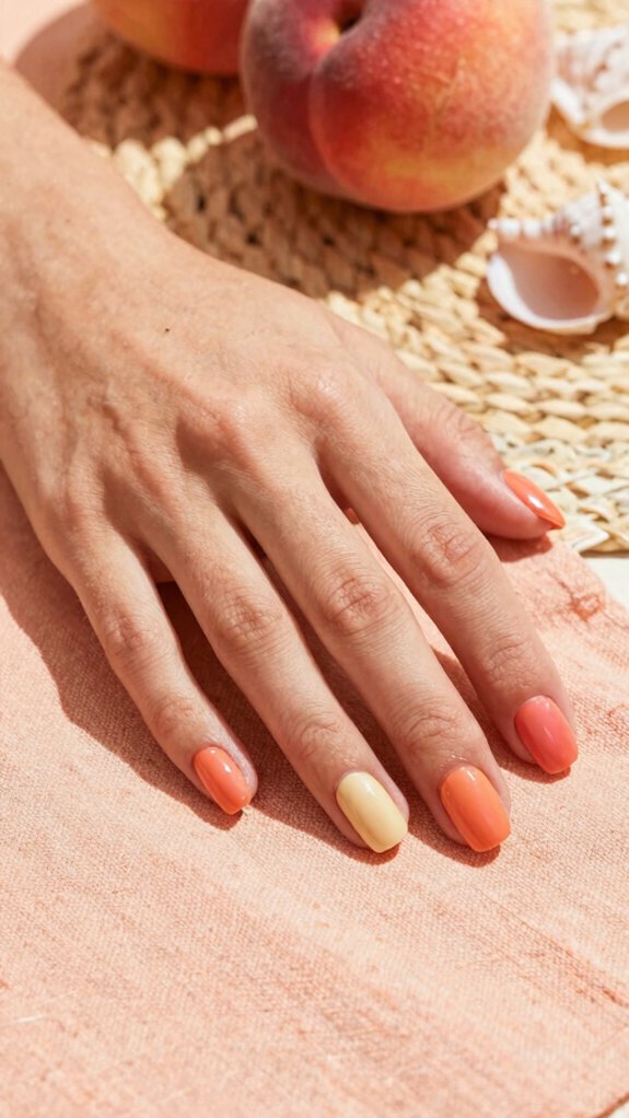 Fun Summer Nail Colors You’ll Want to Wear All Vacation Long 7 warm sun kissed peach manicure