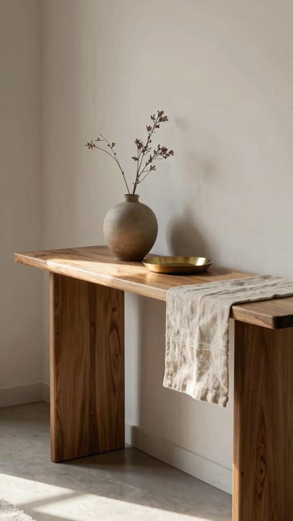 15 Modern Entryway Table Decor Ideas for a Clean and Elegant Look 13 warm wood modern entryway