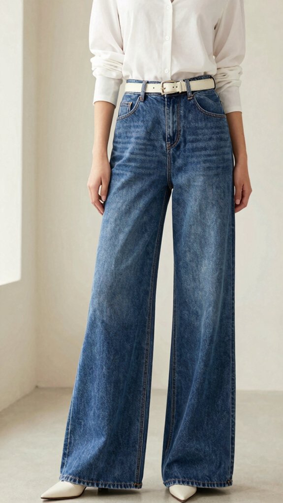 Jeans Outfit Ideas Women Can Wear All Year Long 2 wide leg denim styling tips
