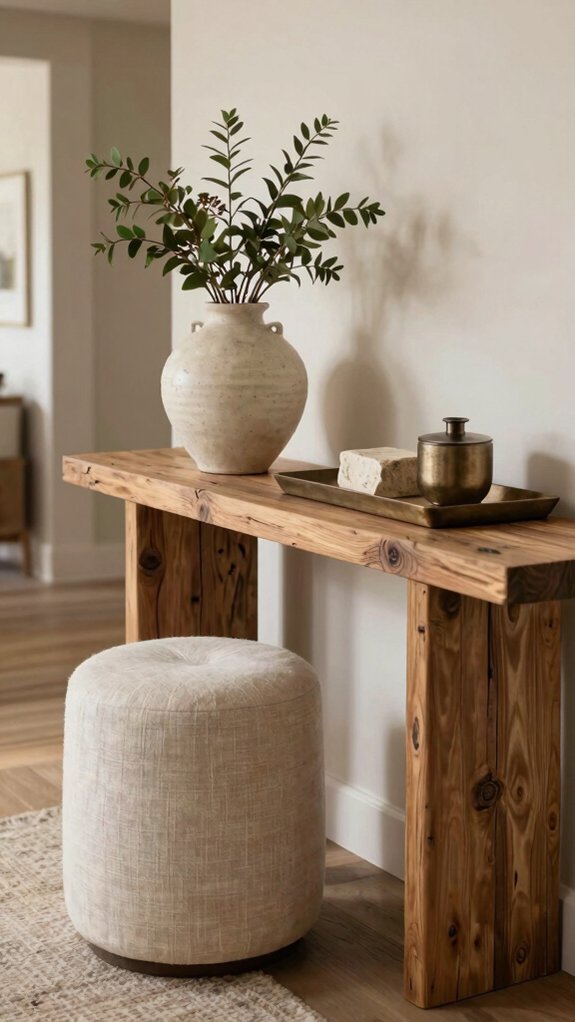 woven rattan entryway stool styling
