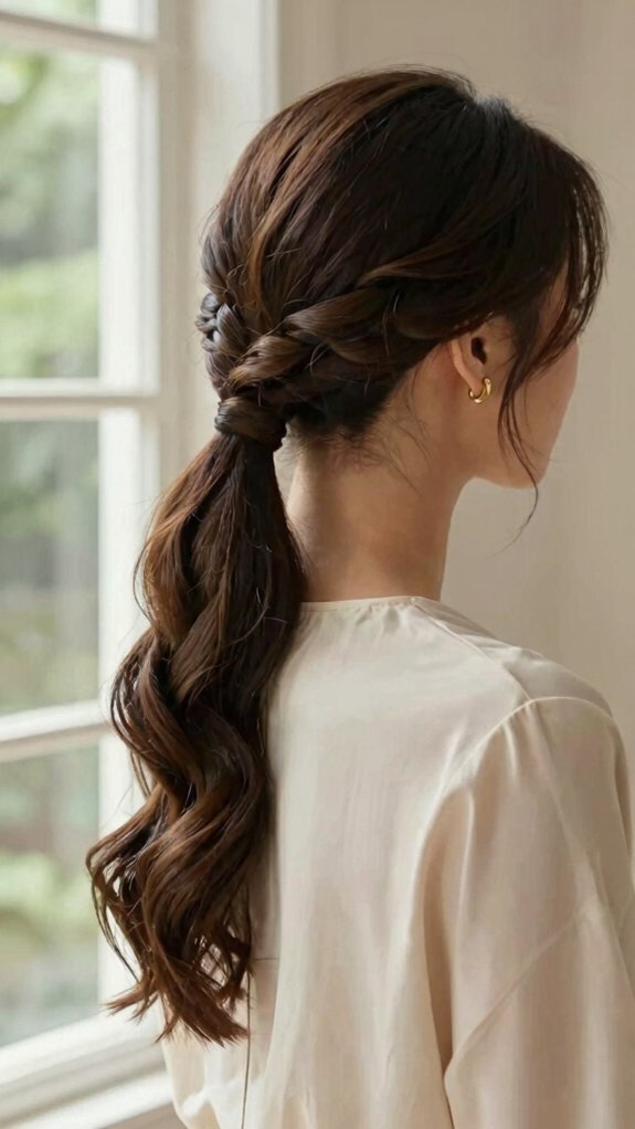 12 Braided Ponytail Ideas That Work for Weddings, Work, and Weekends 5 wrapped ponytail humidity proof finish